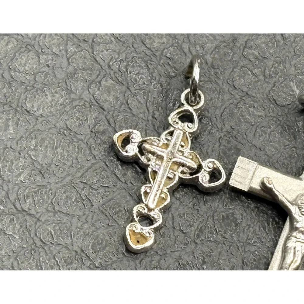 Lot of 3 Sterling Silver 925 Crucifix Cross Pendants Or Charms Religious Jewelry